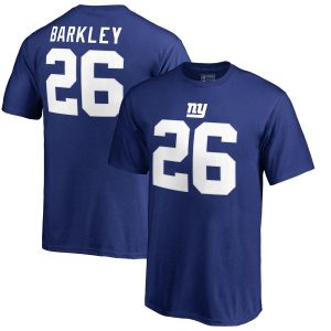 Saquon Barkley New York Giants Youth Royal Authentic Stack Name & Number T-Shirt