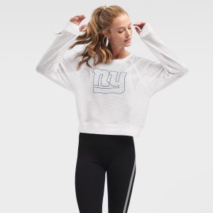 New York Giants DKNY Sport Women’s Lauren Mesh Long Sleeve T-Shirt – White